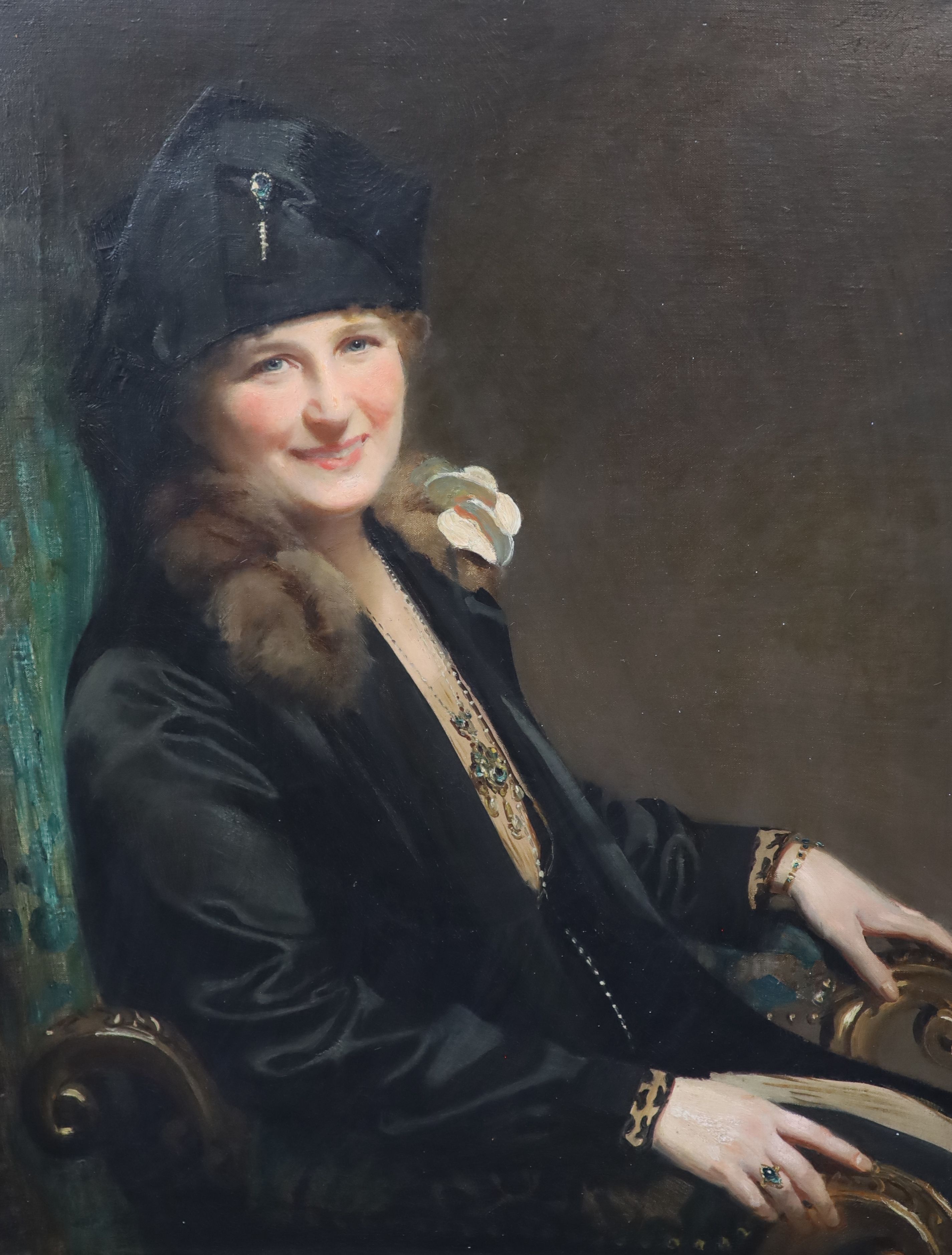 Frank Owen Salisbury (1874-1962), Portrait of of the artists wife, Alice Maude Greenwood, Oil on canvas, 90 x 70cm.
